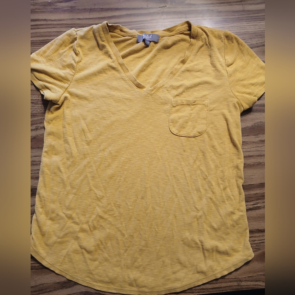 Marled Vneck Tshirt Size S Mustard